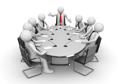 Meeting in conference room (3d isolated characters, businessmen, business concepts series)